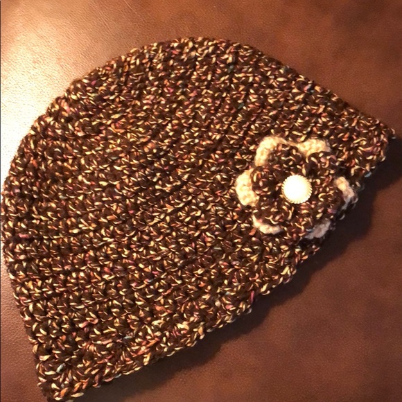 Ladies floppy winter hat flower beanie New hand crochet by me #351 - Picture 4 of 7